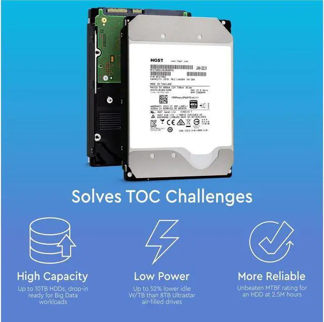 Alt view image 4 of 7 - HGST Ultrastar He10 10TB 7200RPM SAS 12Gbps 256MB 2018 HUH721010AL4200/42C0