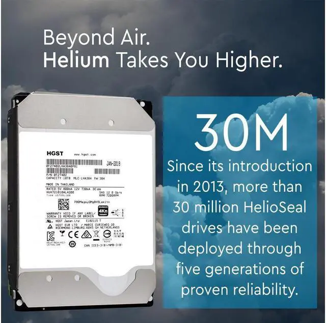 Alt view image 6 of 7 - HGST Ultrastar He10 10TB 7200RPM SAS 12Gbps 256MB 2018 HUH721010AL4200/42C0