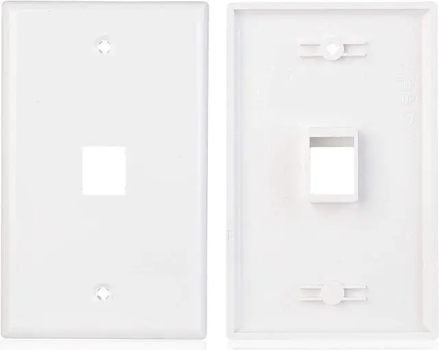 Alt view image 3 of 4 - Cable Matters 2-Pack 1-Port Ethernet Wall Plate, Cat6 Wall Plate / Cat5 Ethernet Wall Outlet in White with White Ethernet Keystone Jack