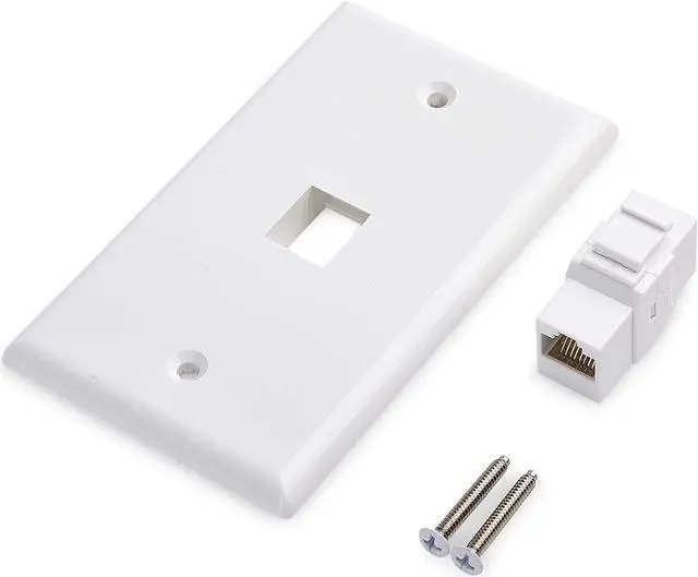 Alt view image 2 of 4 - Cable Matters 2-Pack 1-Port Ethernet Wall Plate, Cat6 Wall Plate / Cat5 Ethernet Wall Outlet in White with White Ethernet Keystone Jack