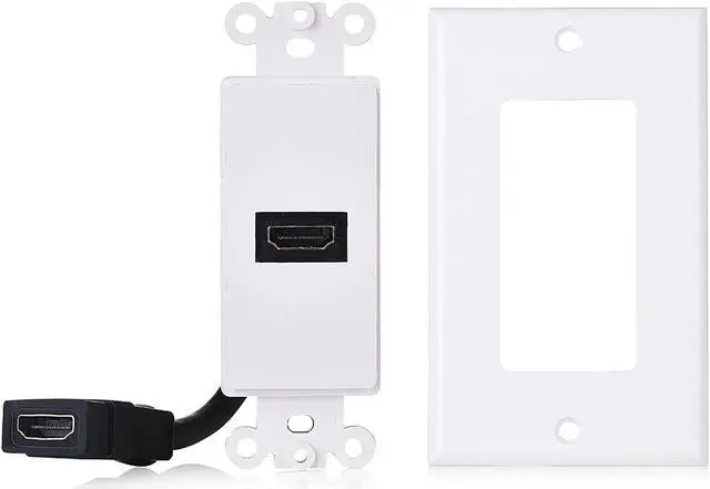 Alt view image 3 of 4 - Cable Matters 2-Pack 1-Port HDMI Wall Plate in White (4K UHD, ARC, and Ethernet Pass-Thru Support)