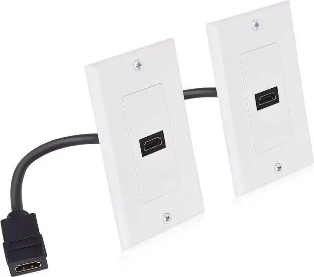 Main image of Cable Matters 2-Pack 1-Port HDMI Wall Plate in White (4K UHD, ARC, and Ethernet Pass-Thru Support)