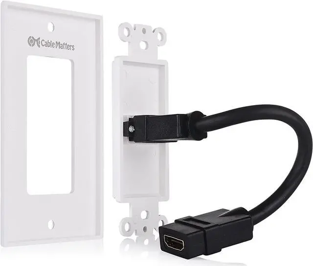 Alt view image 4 of 4 - Cable Matters 2-Pack 1-Port HDMI Wall Plate in White (4K UHD, ARC, and Ethernet Pass-Thru Support)