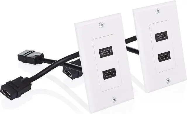 Main image of Cable Matters 2-Pack 2-Port HDMI Wall Plate in White (4K UHD, ARC, and Ethernet pass-thru support)