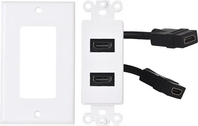 Alt view image 3 of 4 - Cable Matters 2-Pack 2-Port HDMI Wall Plate in White (4K UHD, ARC, and Ethernet pass-thru support)