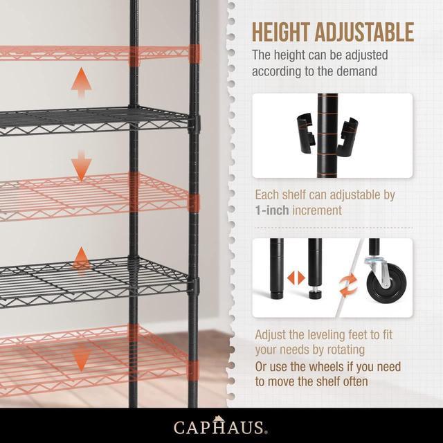 5 Shelf Adjustable Small Parts Heavy Duty Metal Storage Rack 48L