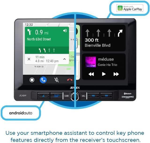 Alt view image 3 of 6 - JENSEN 9-inch Touch Screen Single DIN Car Stereo Media Receiver, Wireless and Wired Apple CarPlay & Android Auto, Built-in Bluetooth, Backup Camera Input, USB Playback & Charge, Sirius XM Ready