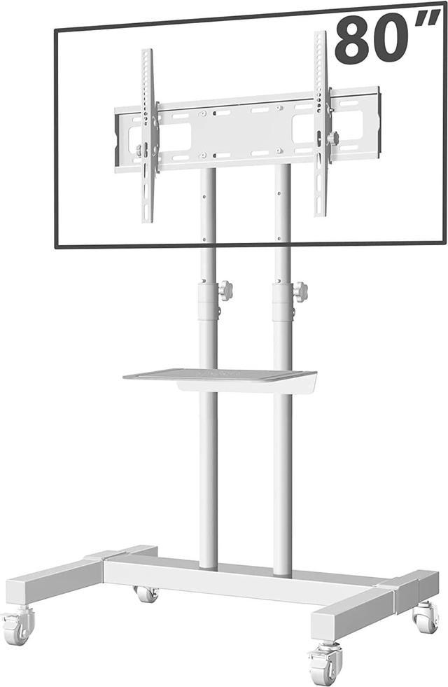 Mobile TV Stand Rolling TV Cart Floor Stand with Mount on Lockable Wheels  Height Adjustable Shelf