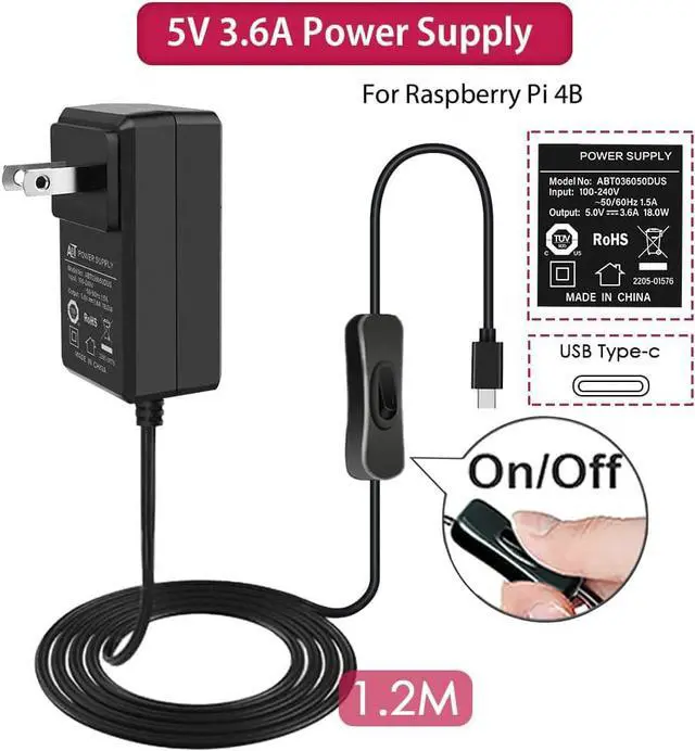 Alt view image 4 of 6 - Raspberry Pi 4 4GB Starter Kit - 64GB Edition, Raspberry Pi 4 Case with PWM Fan, Raspberry Pi 5V 3.6A 18W Power Supply with ON/Off Switch, HDMI Cables for Raspberry Pi 4B (4GB RAM)