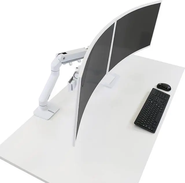 Alt view image 2 of 7 - Ergotron  HX Dual Monitor Arm, VESA Desk Mount  for 2 Monitors Up to 32 Inches, 5 to 17.5 lbs Each  White