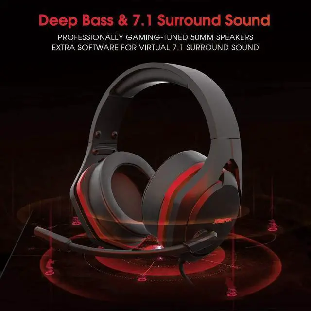 Alt view image 2 of 6 - XIBERIA V22 Gaming Headset for PC- Strong Bass Virtual 7.1 Sound- USB Headphones with Noise Cancelling Microphone RGB Lights Plug & Play for Laptops Computers