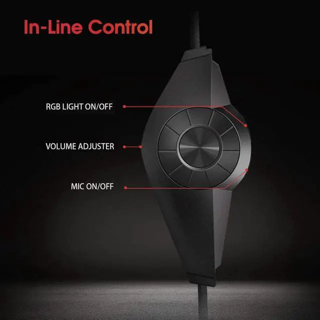 Alt view image 6 of 6 - XIBERIA V22 Gaming Headset for PC- Strong Bass Virtual 7.1 Sound- USB Headphones with Noise Cancelling Microphone RGB Lights Plug & Play for Laptops Computers