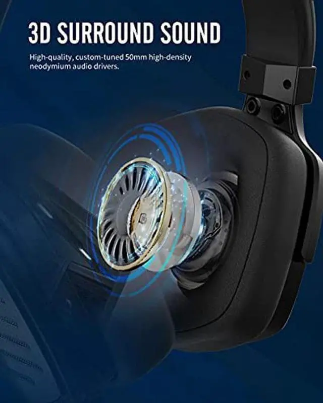 Alt view image 5 of 7 - XIBERIA G02 Wireless Gaming Headset with Detachable Unidirectional Microphone Compatible for PC,PS4,PS5,2.4GHz Ultra-Low Latency,Noise Cancelling MIC,Memory Foam Earmuffs