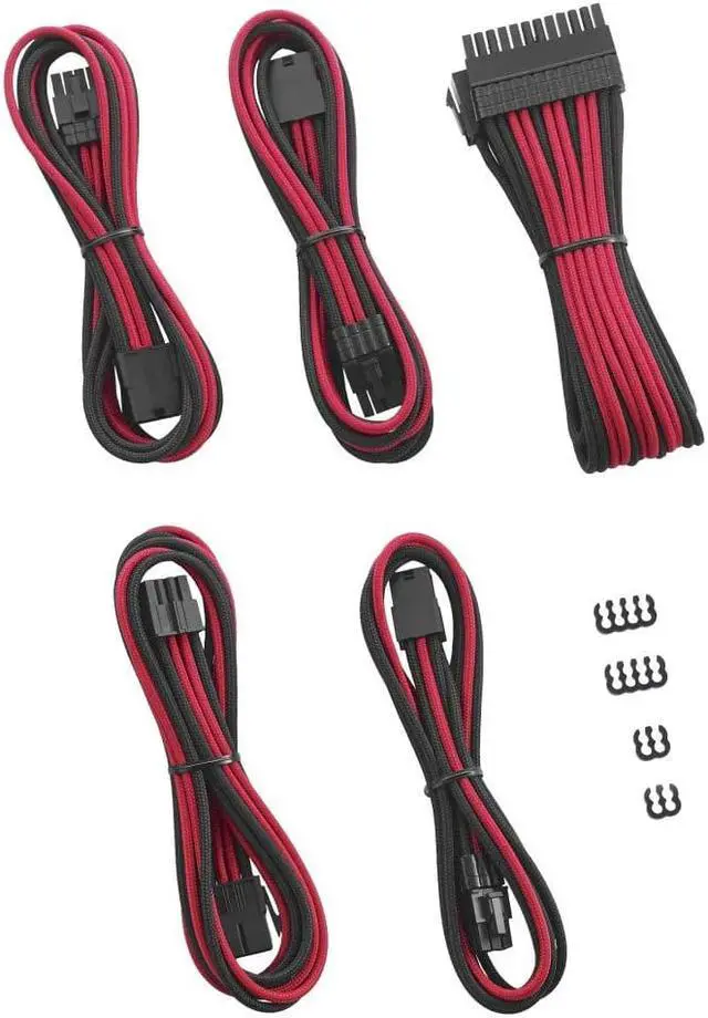 Main image of CableMod 8+6 Series Pro ModFlex Sleeved Cable Extension Kit (Black + Red)