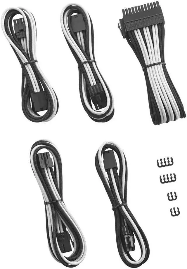 Main image of CableMod 8+6 Series Pro ModFlex Sleeved Cable Extension Kit (Black + White)