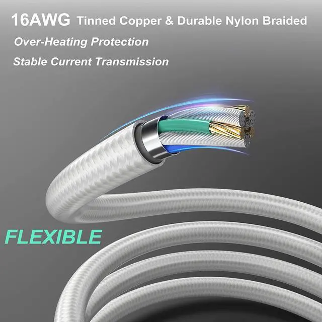 Alt view image 5 of 7 - RTX 4070Ti PCIe 5.0 Power Cable Extender, 12VHPWR 16Pin(12+4) Male to 2x8Pin Female 16AWG Sleeved Extension Cord with Cable Combs Compatible GeForce RTX 4070Ti/4070/4060Ti/4060 (13.3in, White)