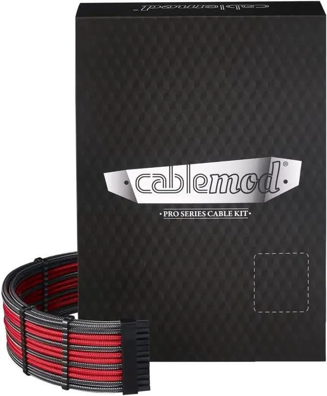 Main image of CableMod C-Series Pro ModMesh Sleeved Cable Kit for Corsair RM Black Label/RMi/RMX (Carbon + Red)