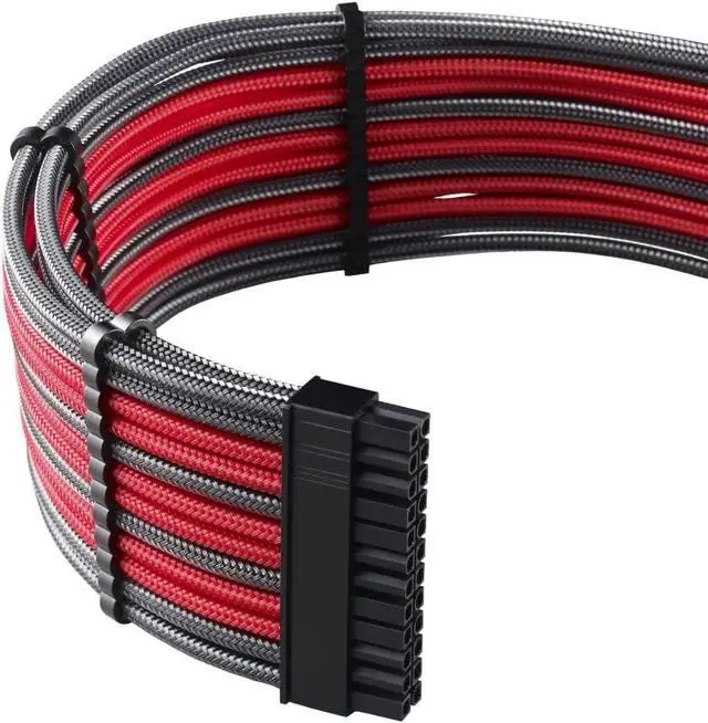 Alt view image 2 of 2 - CableMod C-Series Pro ModMesh Sleeved Cable Kit for Corsair RM Black Label/RMi/RMX (Carbon + Red)