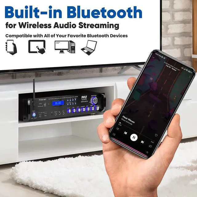 Alt view image 7 of 7 - Pyle Bluetooth Hybrid Amplifier Receiver - Home Theater Pre-Amplifier with Wireless Streaming Ability, MP3/USB/SD/AUX/FM Radio (3000 Watt)