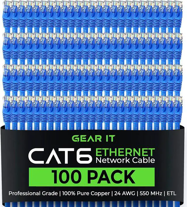 Main image of Cat 6 Ethernet Cable 1.5 ft 18-Inch (100-Pack) - Cat6 Patch Cable, Cat 6 Patch Cable, Cat6 Cable, Cat 6 Cable, Cat6 Ethernet Cable, Network Cable, Internet Cable - Blue 1.5 Feet