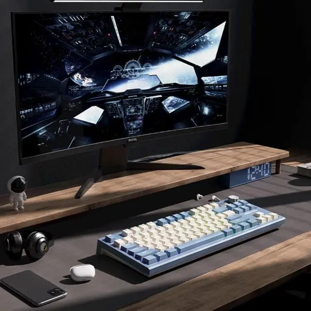 Alt view image 7 of 7 - LANGTU Three mode RGB Hot plug Gaming Mechanical Keyboard , Wired Wireless Bluetooth Gaming Office Keyboard - White LT84