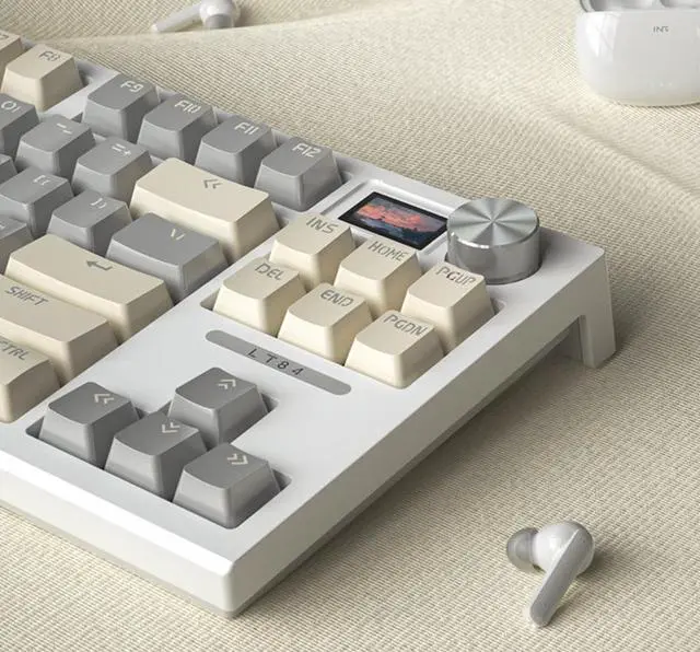 Alt view image 2 of 7 - LANGTU Three mode RGB Hot plug Gaming Mechanical Keyboard , Wired Wireless Bluetooth Gaming Office Keyboard - White LT84