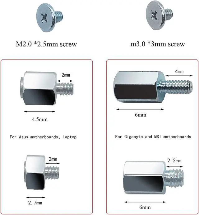 Alt view image 3 of 4 - PCIe NVMe M.2 SSD Mounting Screws Kit for PS5 Asus Gigabyte ASRock Msi Motherboards,30pcs
