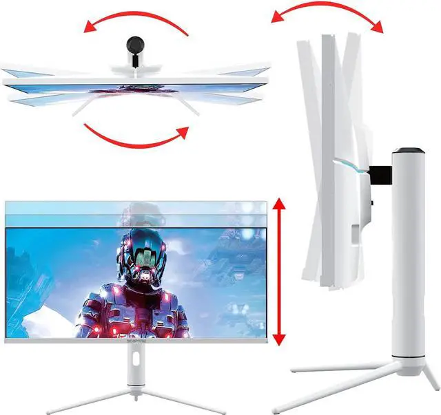 Alt view image 2 of 7 - Sceptre IPS 34" White UltraWide Monitor 3440 x 1440p HDR400 1ms up to 144Hz 95% DCI-P3 AMD Freesync PIP PBP DisplayPort HDMI USB-C Height Adjustable