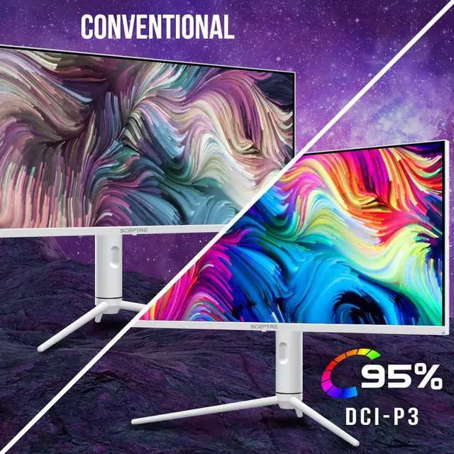 Alt view image 5 of 7 - Sceptre IPS 34" White UltraWide Monitor 3440 x 1440p HDR400 1ms up to 144Hz 95% DCI-P3 AMD Freesync PIP PBP DisplayPort HDMI USB-C Height Adjustable