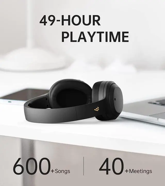Alt view image 6 of 7 - Edifier Hybrid Active Noise Cancelling Headphones - Hi-Res Audio - 49H Playtime - Wireless Over Ear Bluetooth Headphones for Phone-Call - W820NB Black