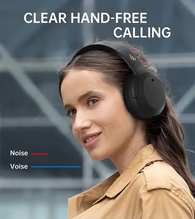 Alt view image 2 of 7 - Edifier Hybrid Active Noise Cancelling Headphones - Hi-Res Audio - 49H Playtime - Wireless Over Ear Bluetooth Headphones for Phone-Call - W820NB Black