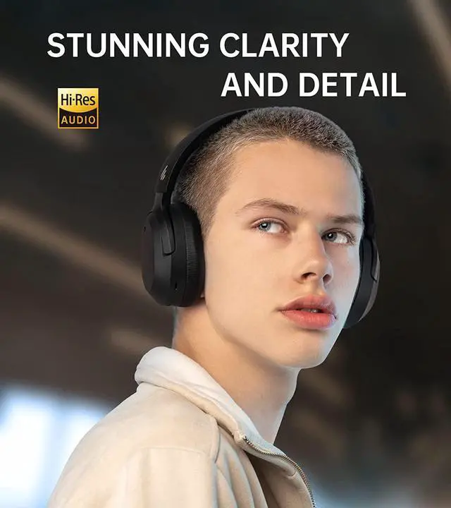 Alt view image 3 of 7 - Edifier Hybrid Active Noise Cancelling Headphones - Hi-Res Audio - 49H Playtime - Wireless Over Ear Bluetooth Headphones for Phone-Call - W820NB Black