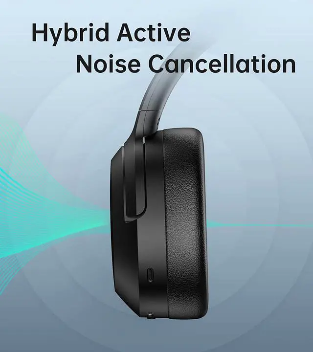 Alt view image 5 of 7 - Edifier Hybrid Active Noise Cancelling Headphones - Hi-Res Audio - 49H Playtime - Wireless Over Ear Bluetooth Headphones for Phone-Call - W820NB Black