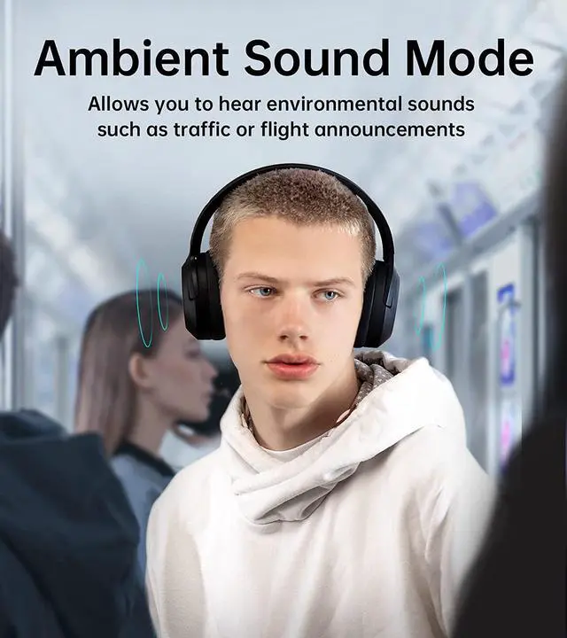 Alt view image 4 of 7 - Edifier Hybrid Active Noise Cancelling Headphones - Hi-Res Audio - 49H Playtime - Wireless Over Ear Bluetooth Headphones for Phone-Call - W820NB Black
