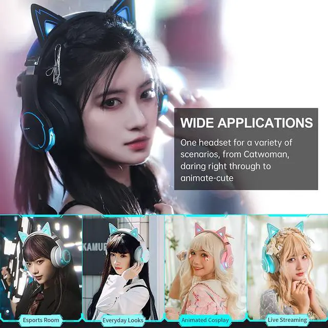 Alt view image 7 of 7 - Edifier CAT Wireless Bluetooth Wired Cat Ear Gaming Headset with Mic (G5BTBlack)