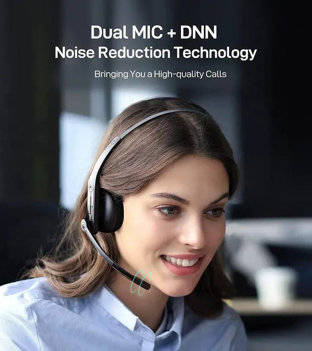 Alt view image 2 of 7 - Edifier Bluetooth Headset with Noise Cancelling Microphone - Trucker Bluetooth Headset - HD Voice - 29hrs Talk Time - USB-C Cable - Multiple Calls Control - Ultralight Design - CC200Black