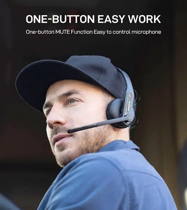 Alt view image 5 of 7 - Edifier Bluetooth Headset with Noise Cancelling Microphone - Trucker Bluetooth Headset - HD Voice - 29hrs Talk Time - USB-C Cable - Multiple Calls Control - Ultralight Design - CC200Black