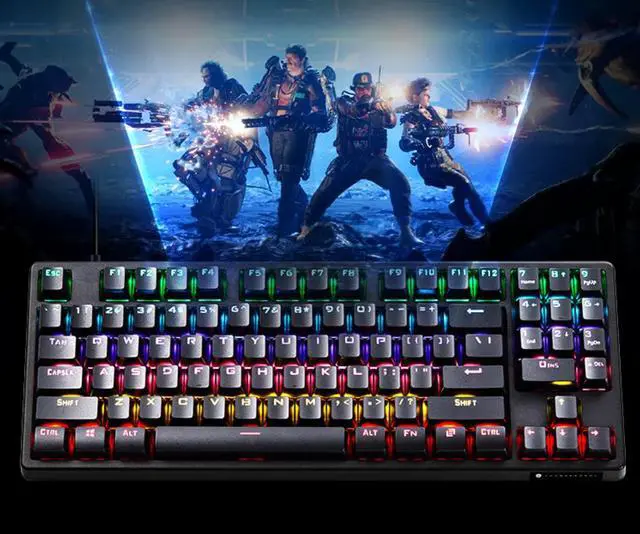 Alt view image 3 of 5 - Gaming Mechanical Keyboard , 89 Key Wired Mixed Light L-type Backlit RGB Lights , Red Switch (Black)