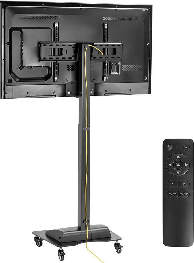 Main image of Motorized & Mobile 2-in-1 TV Lift Cart for 37-75 inch Flat/Curved Screens Automated Lift with Remote Height Adjustable up to 57" Floor Rolling Stand with Locking Wheels for Home Office