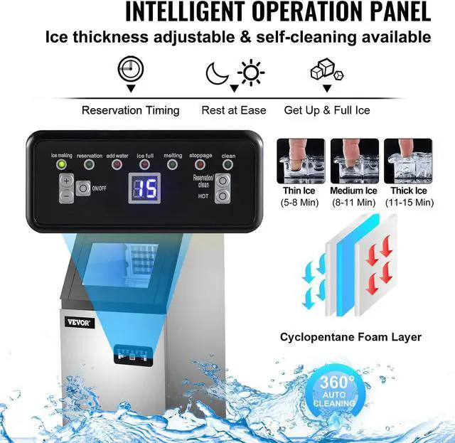 Alt view image 4 of 7 - Commercial Ice Maker 80-90Lbs/24H Undercounter Freestand Ice Cube Machine