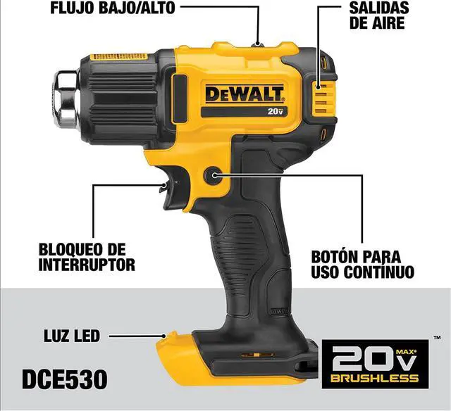 Alt view image 2 of 7 - DEWALT 20V MAX Heat Gun, Cordless, Up to 990 Degrees, 42 Minutes of Run Time, LED Light, Bare Tool Only