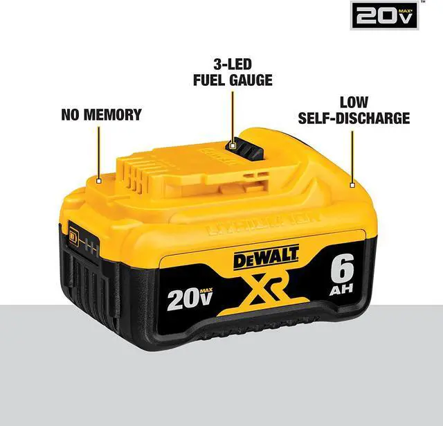 Alt view image 3 of 7 - DEWALT 20V MAX Battery, 6 Ah, 2-Pack, Fully Charged in Under 90 Minutes