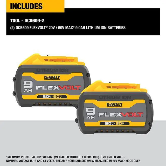 Alt view image 2 of 4 - DEWALT FLEXVOLT 20V/60V MAX* Batteries, 9.0-Ah, 2-Pack
