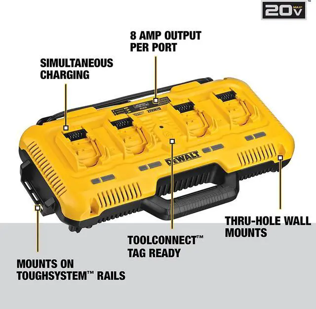 Alt view image 2 of 7 - DEWALT 20V MAX Battery Charger, 4-Ports, Simultaneous Charging for 12V and 20V Max Batteries