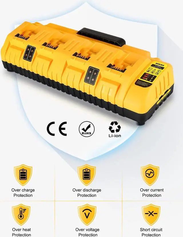 Alt view image 5 of 7 - Battery Charger Station Replacement for Dewalt Battery Charger DCB104, Compatible with Dewalt 12V 20V Max Lithium Battery