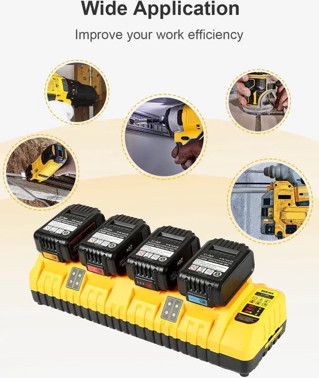Alt view image 7 of 7 - Battery Charger Station Replacement for Dewalt Battery Charger DCB104, Compatible with Dewalt 12V 20V Max Lithium Battery