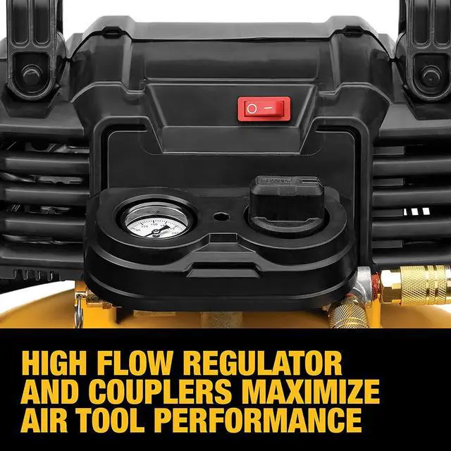 Alt view image 5 of 7 - DEWALT Pancake Air Compressor, 6 Gallon, 165 PSI Lightweight quiet