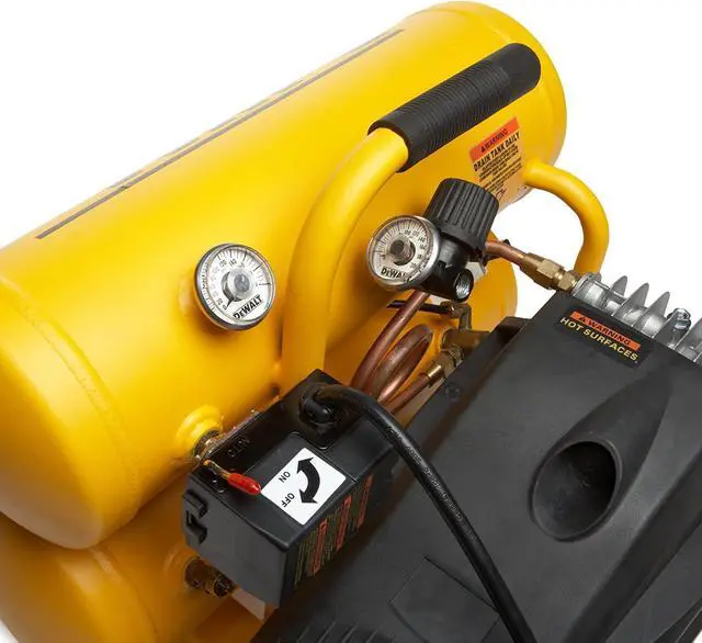 Alt view image 2 of 3 - DEWALT 14 Amp 1.1-HP 4-Gallon Oiled Twin Hot Dog Compressor