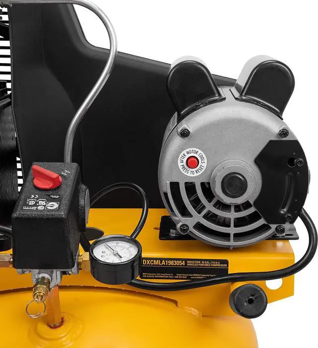 Alt view image 3 of 6 - DeWALT DXCMLA1983054 1.9-HP 30-Gallon (Belt-Drive) Dual Voltage Air Compressor