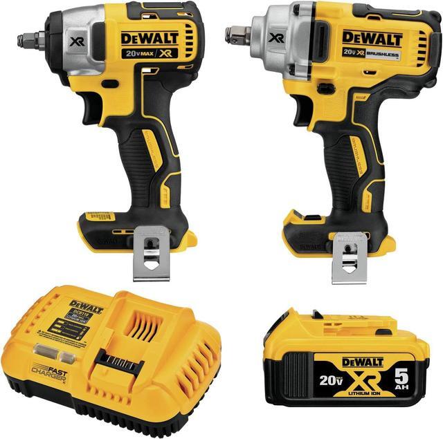 Main image of DEWALT 20V MAX Impact Wrench, Cordless 2-Tool Combo Kit, 1/2-Inch Mid-Range and 3/8-inch Compact with 5ah Battery and Charger